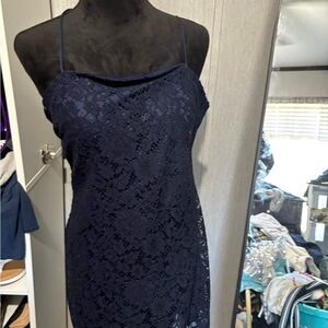 Elegant Navy Lace Dress